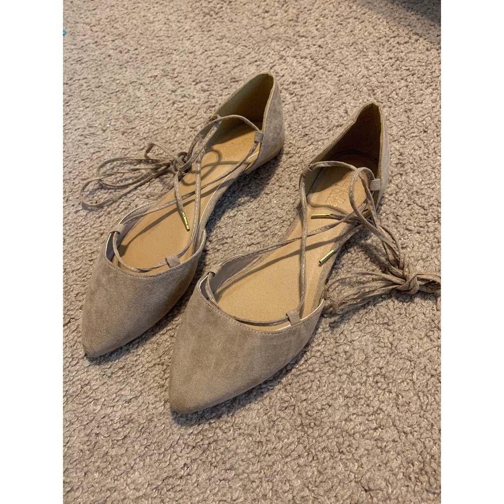 Charlotte Russe Shoes D' Orsay Pointed Flats Long String Sz 7 Beige